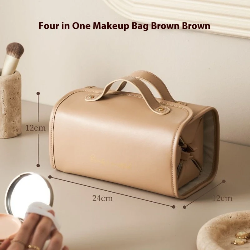 Necessaire marrom Four in One Makeup Bag - medidas 24x12x12cm