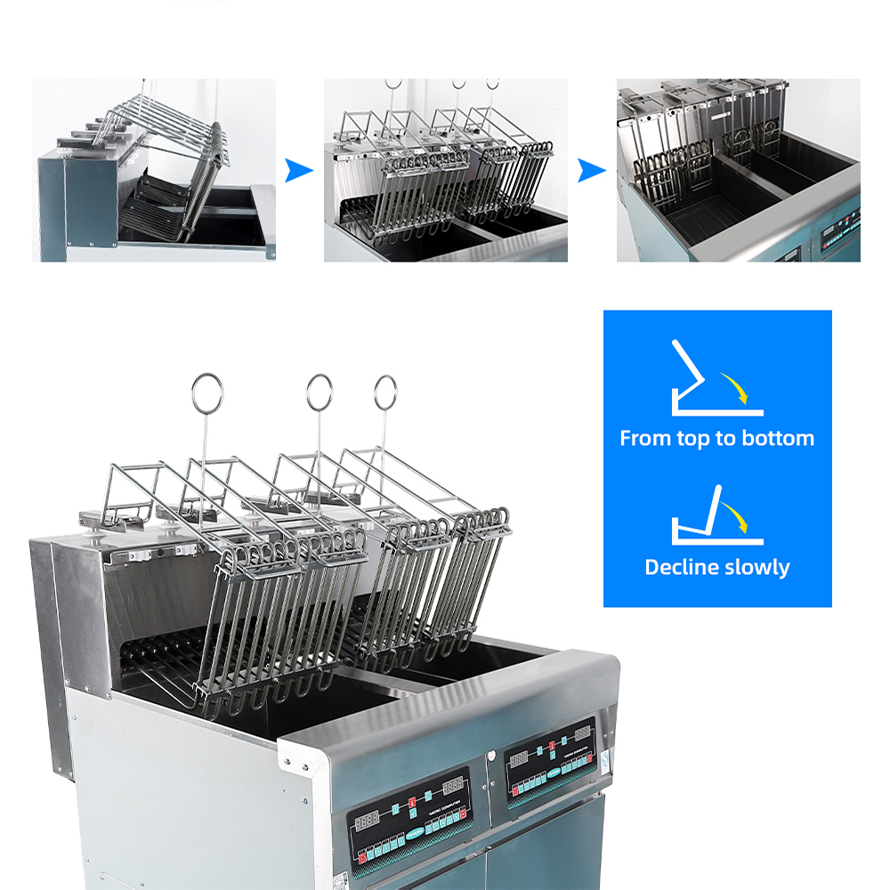 Fritadeira Industrial 28L+28L - Cestos automáticos com descida suave