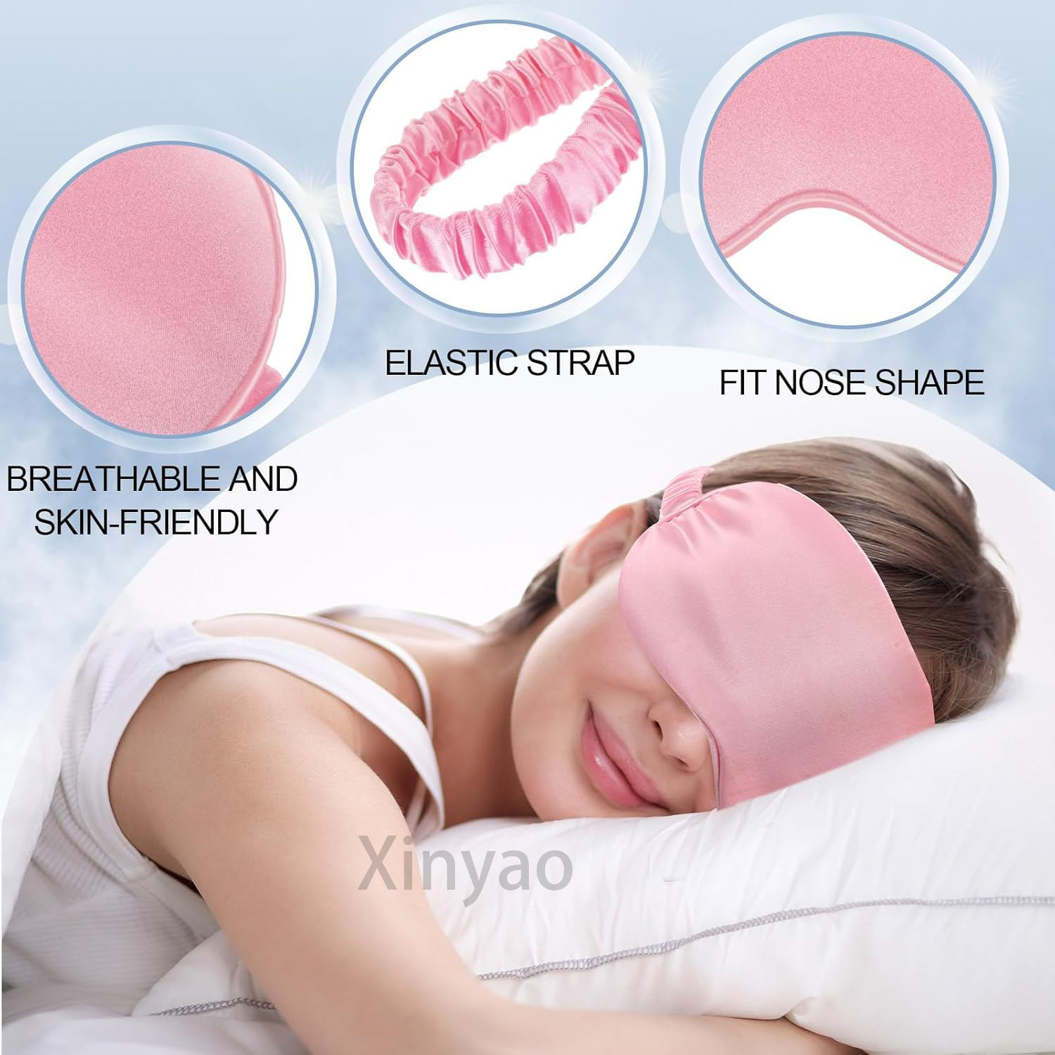 Breathable skin-friendly, elastic strap, fit nose shape - menina dormindo com máscara rosa