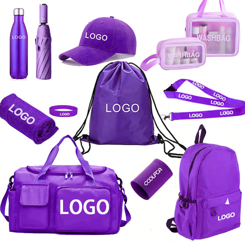Kit Promocional - Conjunto completo roxo com logo personalizável