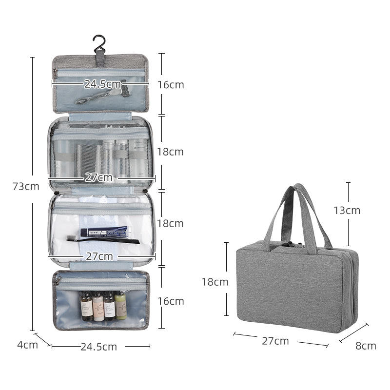 Medidas: aberta 73cm, fechada 27x18x8cm com detalhes por compartimento