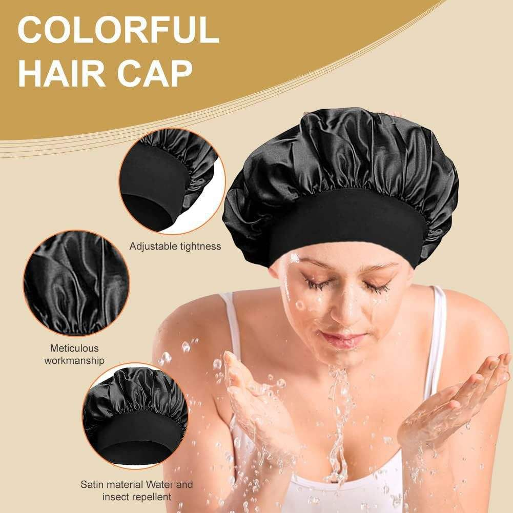 Colorful Hair Cap - bonnet preto: adjustable tightness, meticulous workmanship, satin water repellent