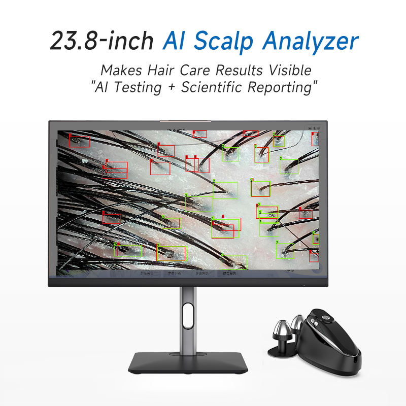 23.8-inch AI Scalp Analyzer - Makes Hair Care Results Visible - tela com análise e câmera