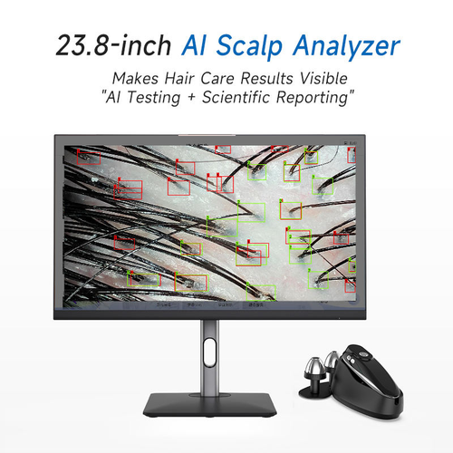 23.8-inch AI Scalp Analyzer - Makes Hair Care Results Visible - tela com análise e câmera