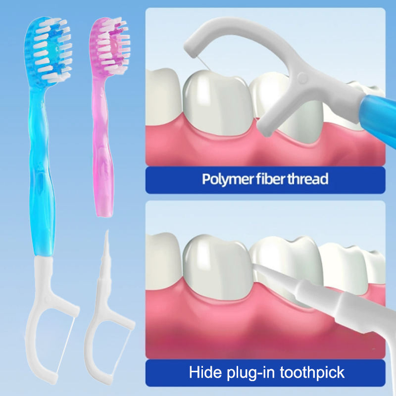 Escova Portátil 5 em 1 - Fio dental e palito