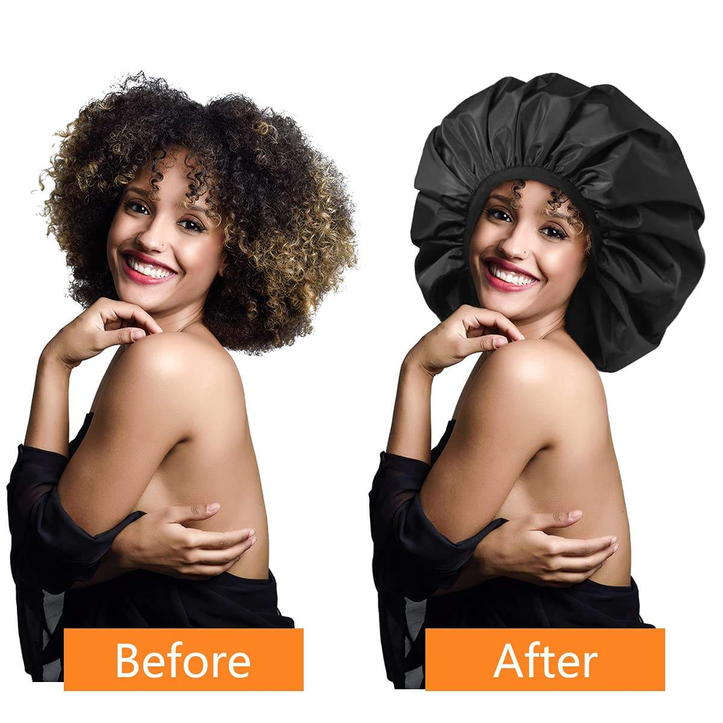 Antes e depois: cabelo afro solto vs cabelo protegido com touca XL