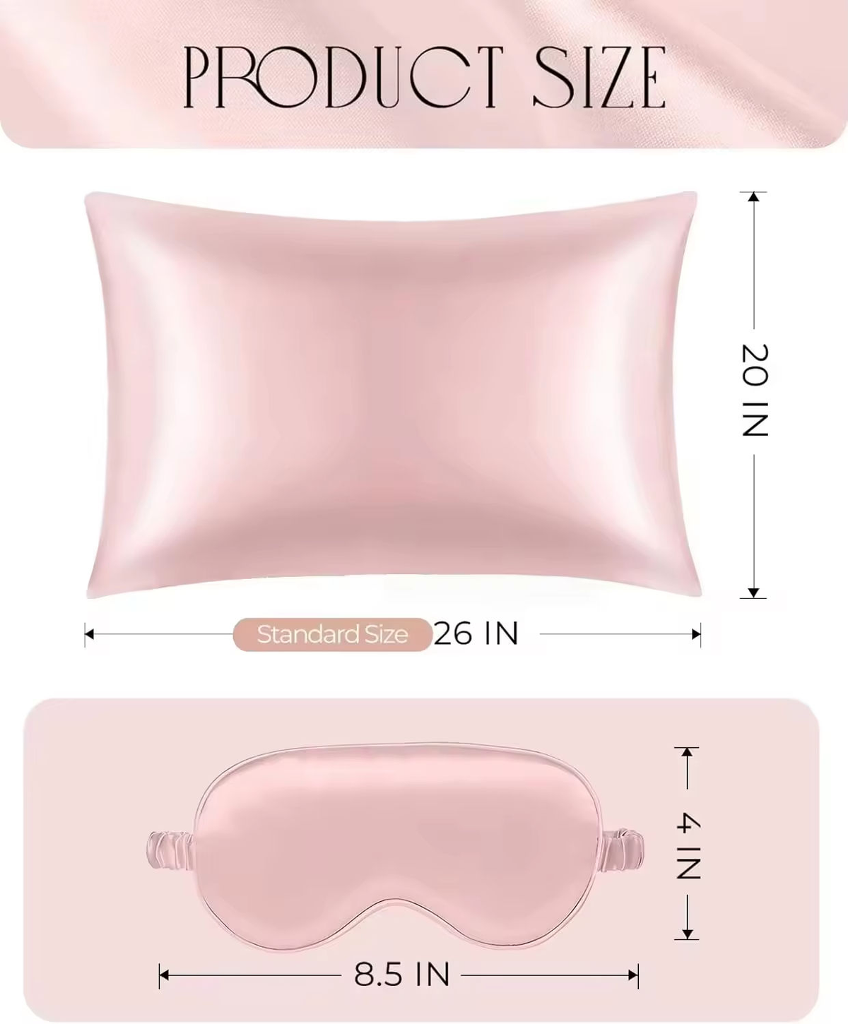Medidas: fronha 26x20pol e máscara 8,5x4pol - fundo cetim rosé