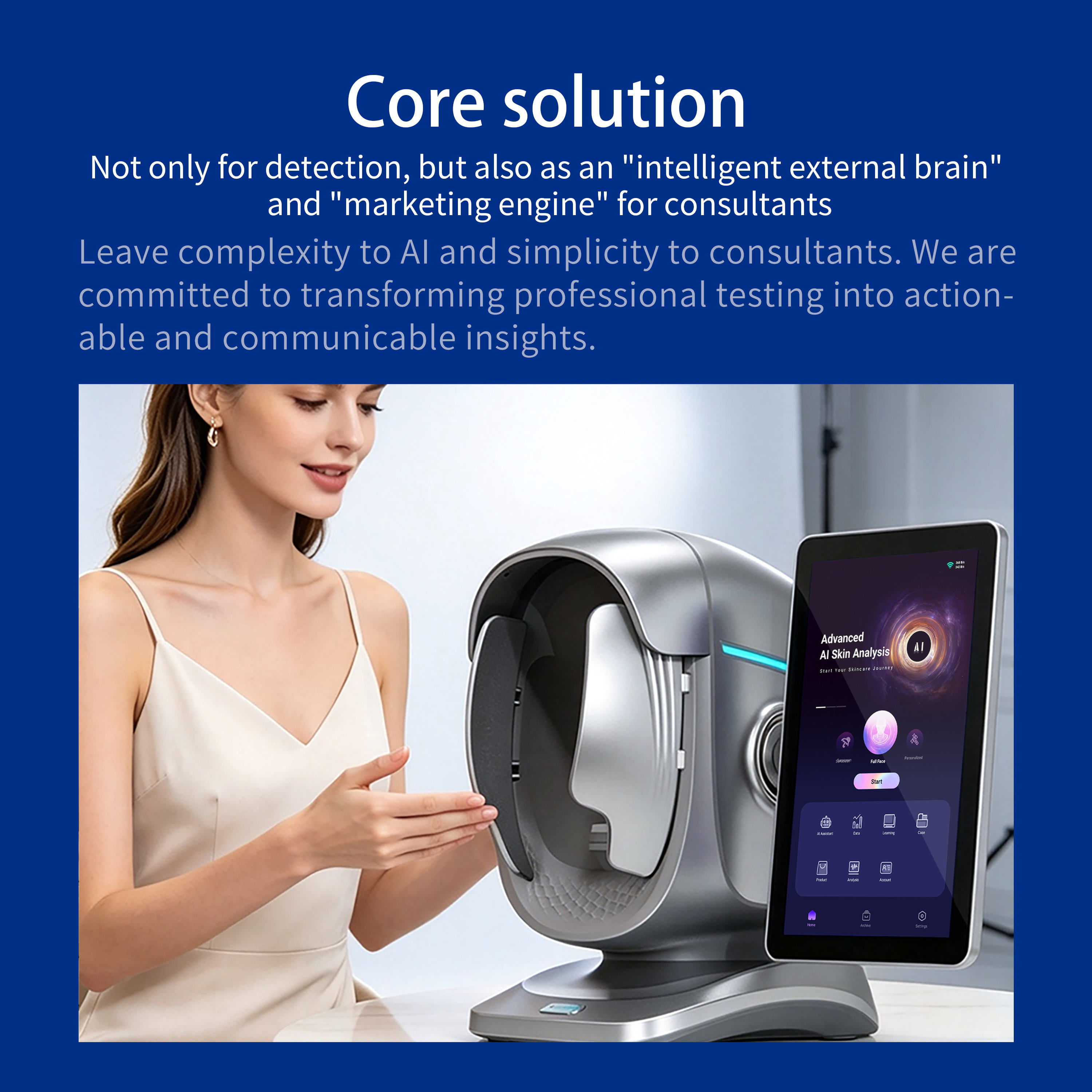 Core Solution - intelligent external brain e marketing engine para consultores - mulher usando o equipamento