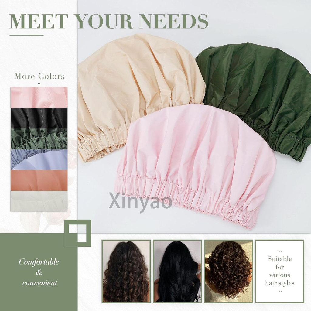 Touca de banho em várias cores: rosa, bege, verde militar