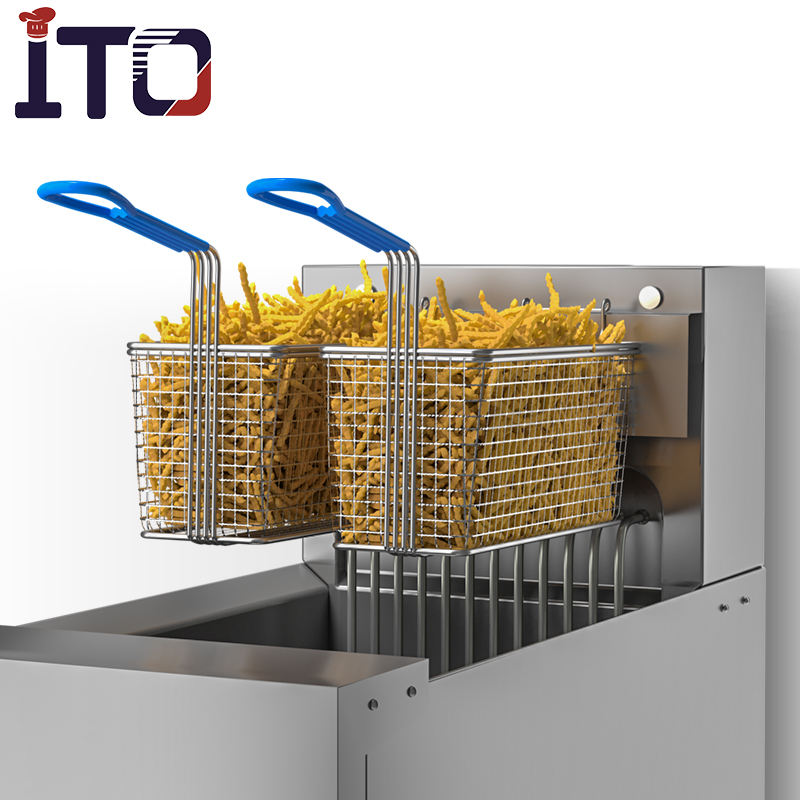 Fritadeira ITO - Detalhe dos cestos duplos com batata frita