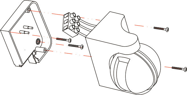 Diagrama de montagem e conector do sensor PIR