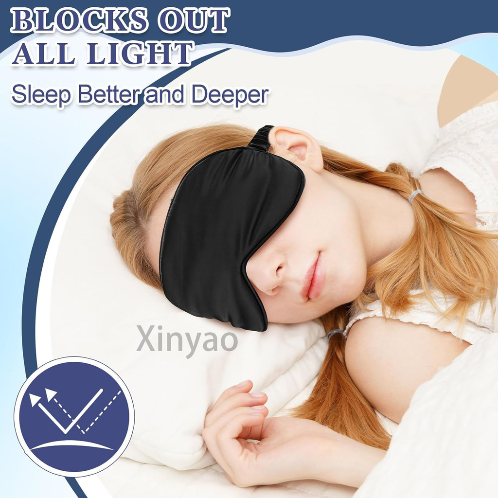 Blocks Out All Light - Sleep Better and Deeper - menina dormindo com máscara preta