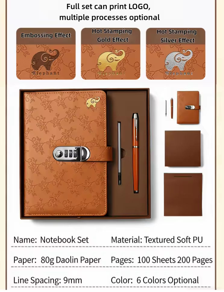 Kit Executivo - Opções de logo embossing gold stamping silver stamping