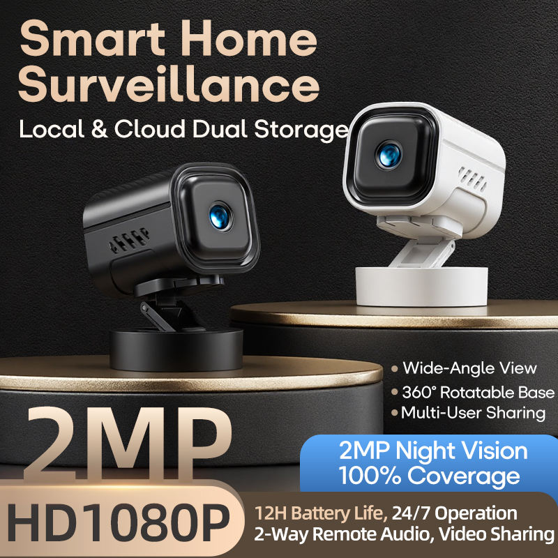 Smart Home Surveillance 2MP HD1080P - preto e branco