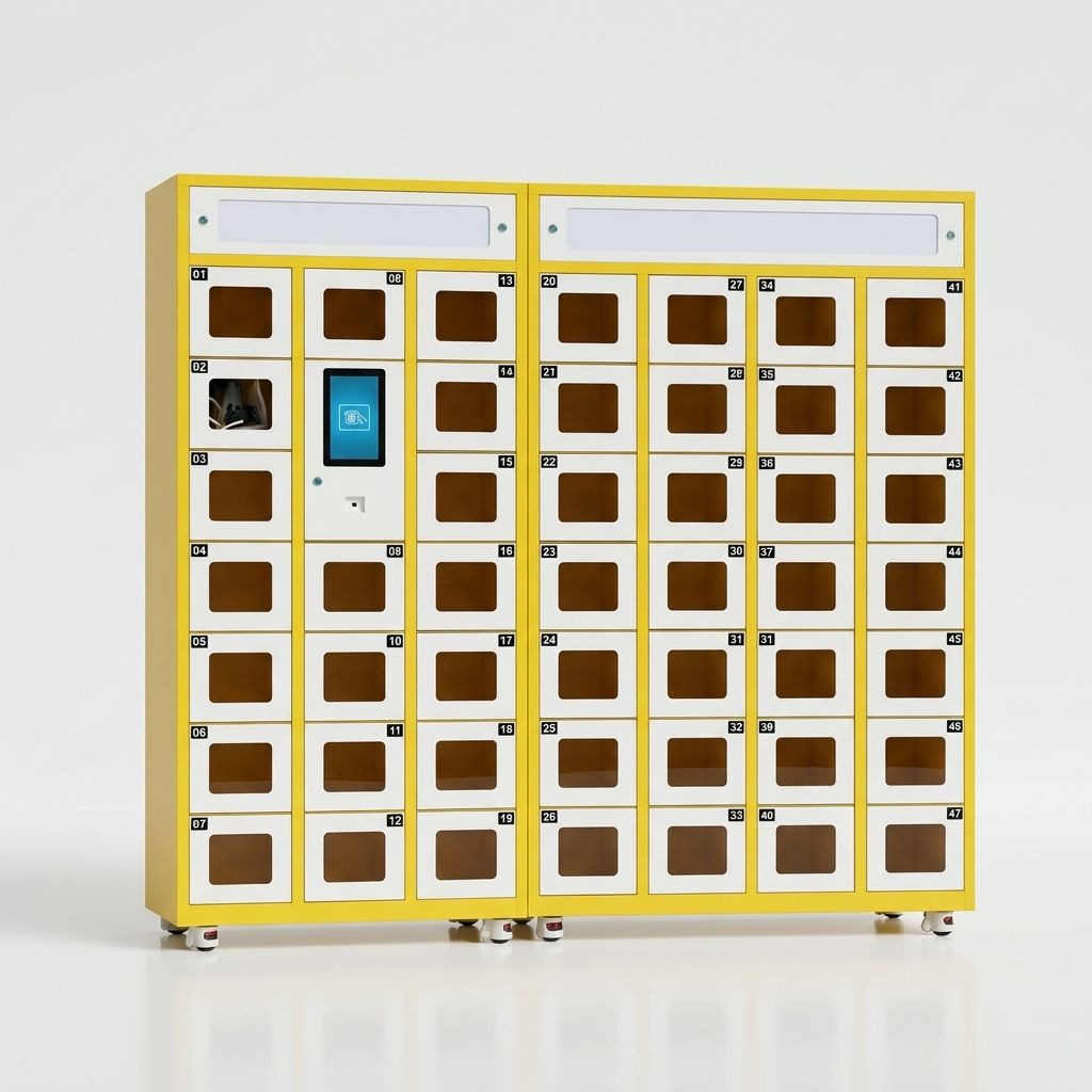 Smart Food Locker - Vista frontal 47 compartimentos fundo branco