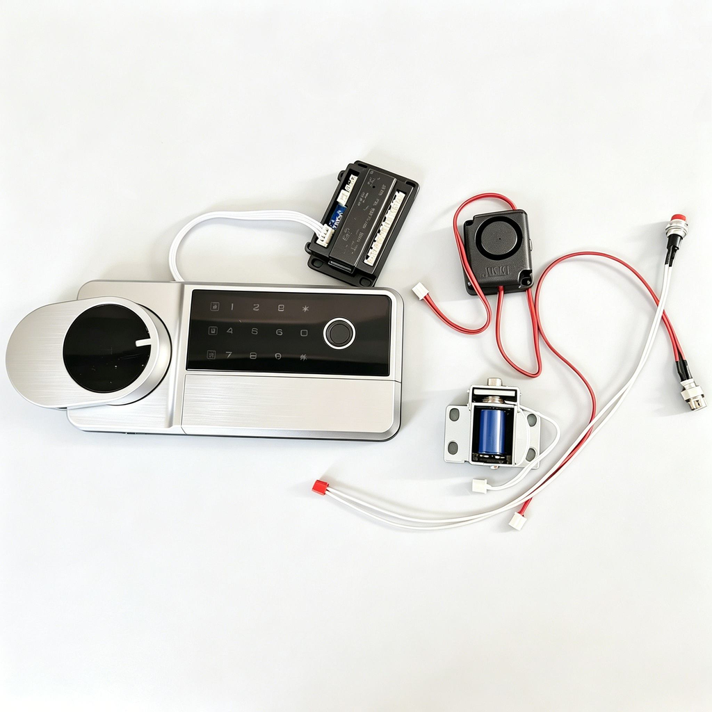 Kit completo: painel, módulo, atuador eletromagnético e alarme