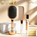 Kit escova airbag, pente e limpador rose gold com base