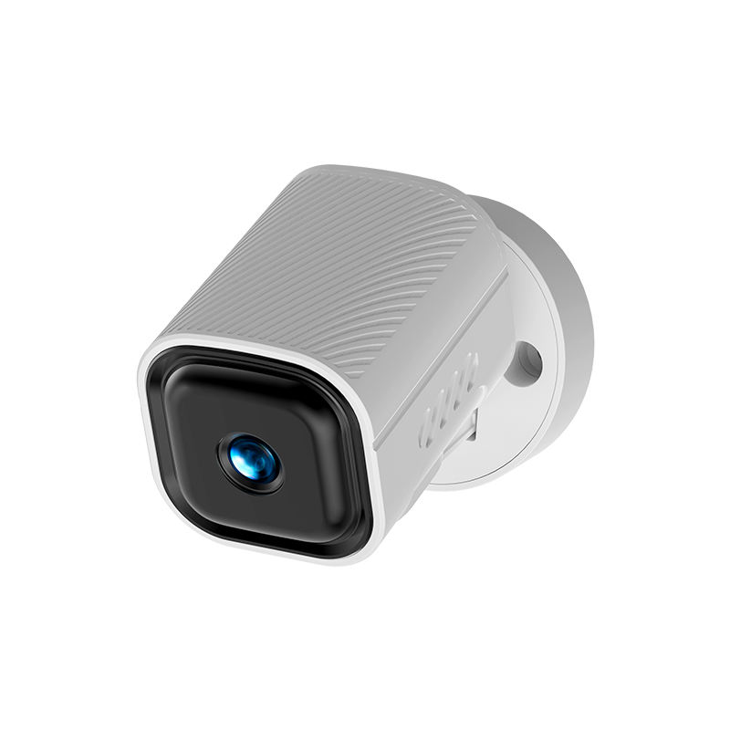 Mini câmera WiFi branca - vista lateral wall mount